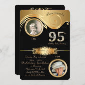 95e, Verjaardag Man 95e, elegante art deco, paarse Kaart (Voorkant / Achterkant)