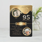 95e, Verjaardag Man 95e, elegante art deco, paarse Kaart (Staand voorkant)