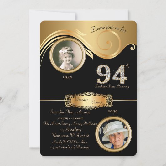 95e, Verjaardag Man 95e, elegante art deco, paarse Kaart (Voorkant)