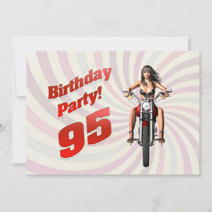 95e verjaardag met een meisje op een motorfiets kaart