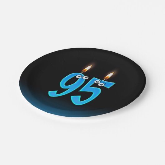 95e verjaardag met verlichte kaarsnummers papieren bordje (Gekanteld)