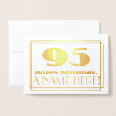 95e verjaardag; naam + Art Deco-geïnspireerde look Folie Kaarten (Voorkant met envelop)