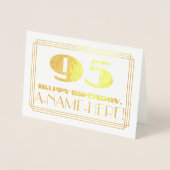 95e verjaardag; naam + Art Deco-geïnspireerde look Folie Kaarten (Voorkant)