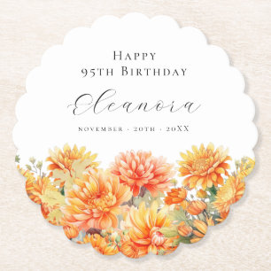 95e verjaardag november geboortebloem chrysanthemu kartonnen onderzetters