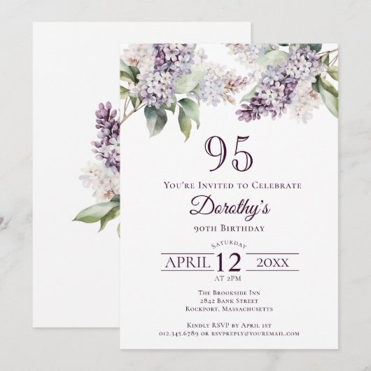 95e verjaardag Paarse lente Lila bloem Kaart (Voorkant / Achterkant)