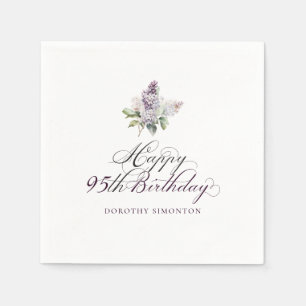 95e verjaardag Paarse Lila Spring Flower Cocktail Servet