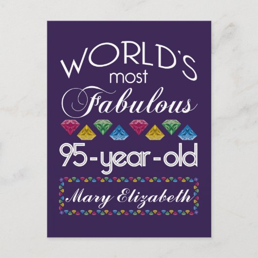 95e verjaardag Pareltjes Paars met de meest verblu Briefkaart (Voorkant)