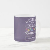 95e verjaardag Pareltjes Paars met de meest verblu Matglas Koffiemok (Voorkant rechts)