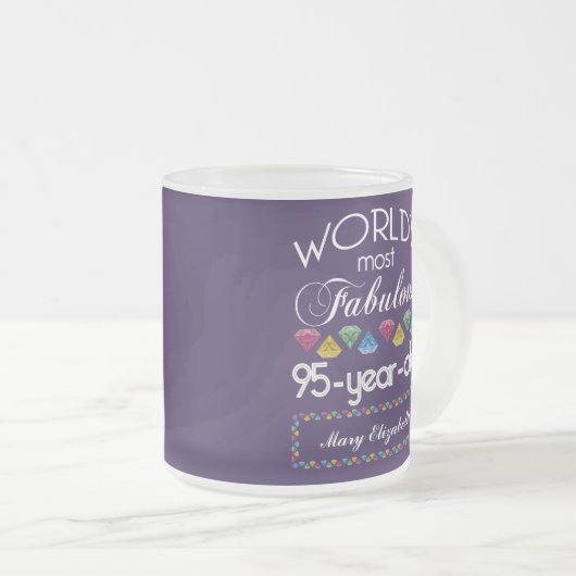 95e verjaardag Pareltjes Paars met de meest verblu Matglas Koffiemok (Voorkant rechts)