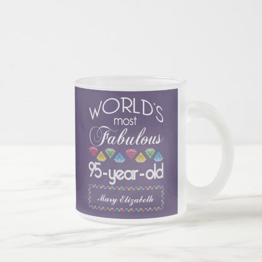 95e verjaardag Pareltjes Paars met de meest verblu Matglas Koffiemok (Rechts)