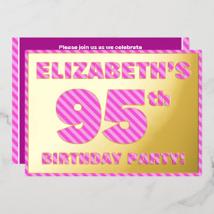 95e verjaardag Partij - Vet, Vun, Roze band # 95 Folie Uitnodiging