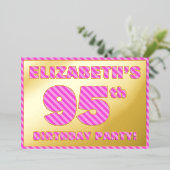 95e verjaardag Partij - Vet, Vun, Roze band # 95 Folie Uitnodiging (Staand Voorkant)