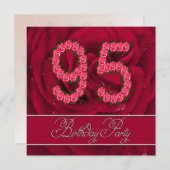 95e verjaardag partijuitnodiging met rozen kaart (Voorkant / Achterkant)