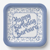 95e verjaardag Party Nummer Patroon Blauw Wit Papieren Bordje (Voorkant)
