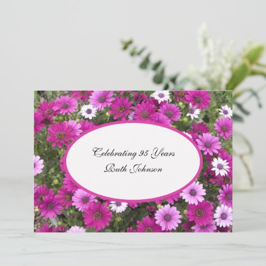 95e verjaardag Party uitnodiging Prachtige bloemen (Staand voorkant)