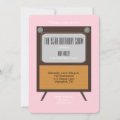 95e verjaardag Party uitnodiging TV op Roze (Voorkant)