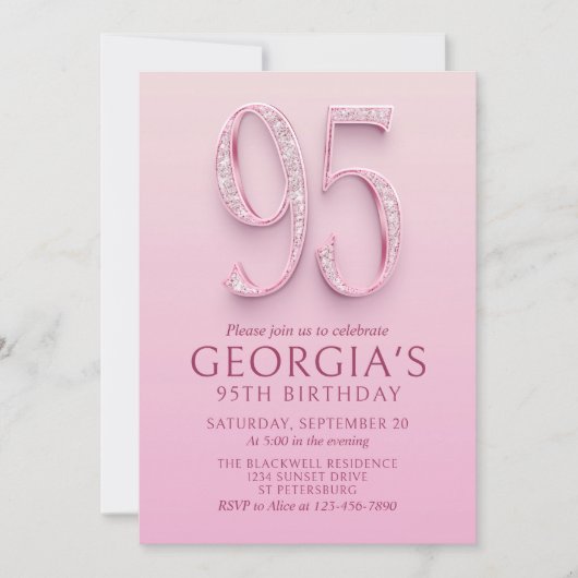 95e verjaardag Pink Diamonds Kaart (Voorkant)