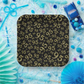 95e verjaardag Random Number Pattern Black/Gold Papieren Bordje (Feest)