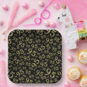 95e verjaardag Random Number Pattern Black/Gold Papieren Bordje (Feest)