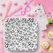 95e verjaardag Random Number Pattern Black/White Papieren Bordje (Feest)