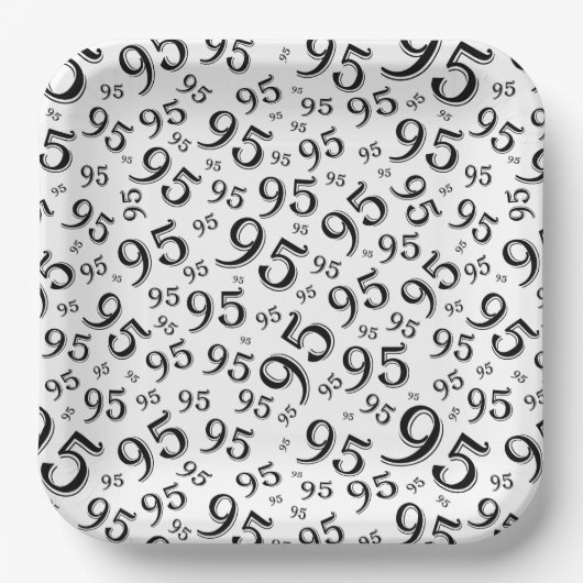 95e verjaardag Random Number Pattern Black/White Papieren Bordje (Voorkant)