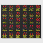 95e verjaardag: Red Digital Clock Style "95" + naa Cadeaupapier (Vlak)