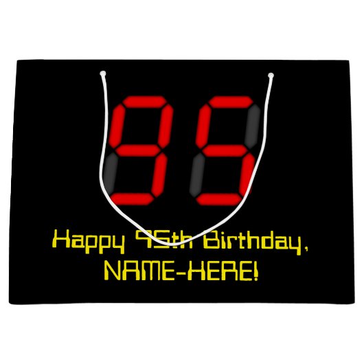95e verjaardag: Red Digital Clock Style "95" + naa Groot Cadeauzakje (Voorkant)