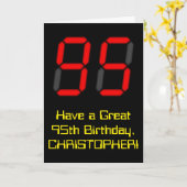 95e verjaardag: Red Digital Clock Style "95" + naa Kaart (Gele Bloem)