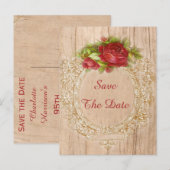  95e Verjaardag Red Rose Houten Lijst Aankondigingskaart (Voorkant / Achterkant)