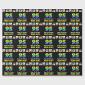 95e verjaardag: Regenboog "95"; Aangepaste foto's  Cadeaupapier (Vlak)