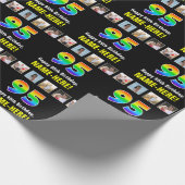 95e verjaardag: Regenboog "95"; Aangepaste foto's  Cadeaupapier (Hoek)