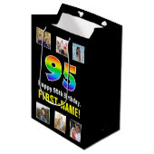 95e verjaardag: Regenboog "95", aangepaste foto's  Medium Cadeauzakje (Voorkant Gekanteld)