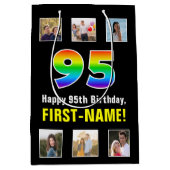 95e verjaardag: Regenboog "95", aangepaste foto's  Medium Cadeauzakje (Voorkant)