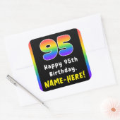 95e verjaardag: Regenboogspectrum # 95, Aangepaste Vierkante Sticker (Envelop)
