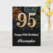 95e verjaardag regenboogvuurwerk zwart en goud kaart (Gele Bloem)