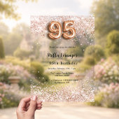 95e verjaardag roos gouden confetti Clear Acryl Uitnodigingen