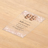 95e verjaardag roos gouden confetti Clear Acryl Uitnodigingen (Laagn)