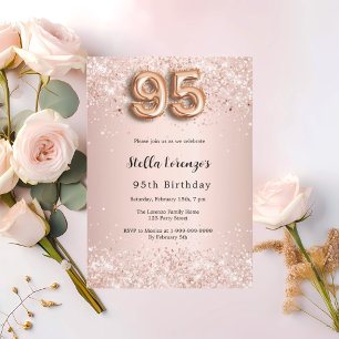 95e verjaardag roos gouden roze confetti luxe kaart