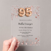 95e verjaardag roos gouden sterren helder acryl uitnodigingen (Insitu (Draagbaar))