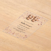 95e verjaardag roos gouden sterren helder acryl uitnodigingen (Laagn)