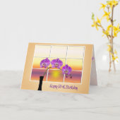 95e verjaardag Roze orchideeën in venster Kaart (Gele Bloem)