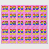 95e verjaardag: Roze strips & harten, regenboognr. Cadeaupapier (Vlak)