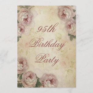 95e verjaardag Shabby Chic Rozen and Lace Kaart