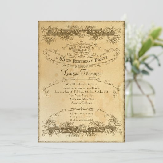 95e verjaardag Tea Stained Kaart (Staand voorkant)