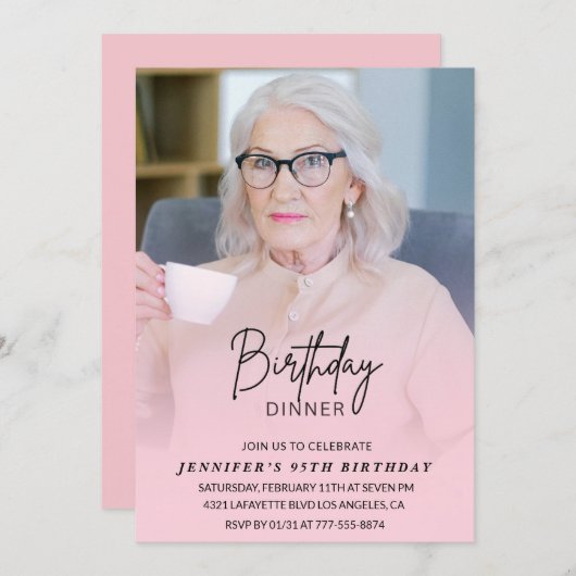 95e verjaardag uitnodigingen Verjaardag Diner Foto (Voorkant / Achterkant)