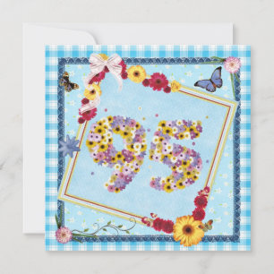 95e verjaardag Uitnodigingsbloemen, vlinders Kaart