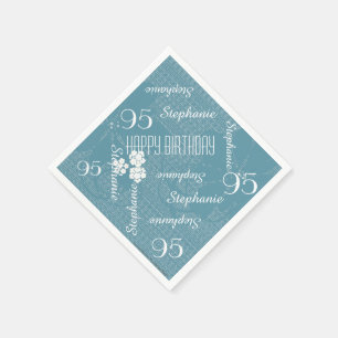 95e verjaardag van de Pastel Blue Floral Paper Servet