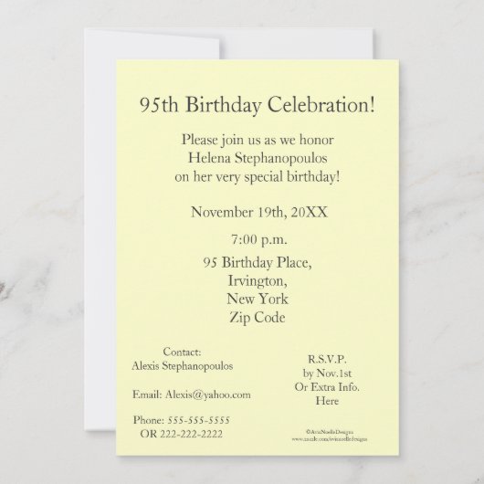 95e verjaardag van de vogelfeestdag/geel flesje +  kaart (Achterkant)