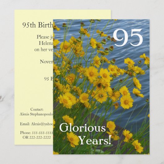 95e verjaardag van de vogelfeestdag/geel flesje +  kaart (Voorkant / Achterkant)