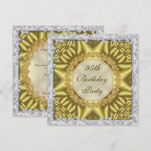 95e verjaardag van Glamoureus Gold en Silver Kaart (Voorkant / Achterkant)